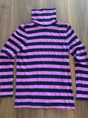 J.Crew Tissue Turtleneck in Purple/Navy Stripe - Size L
